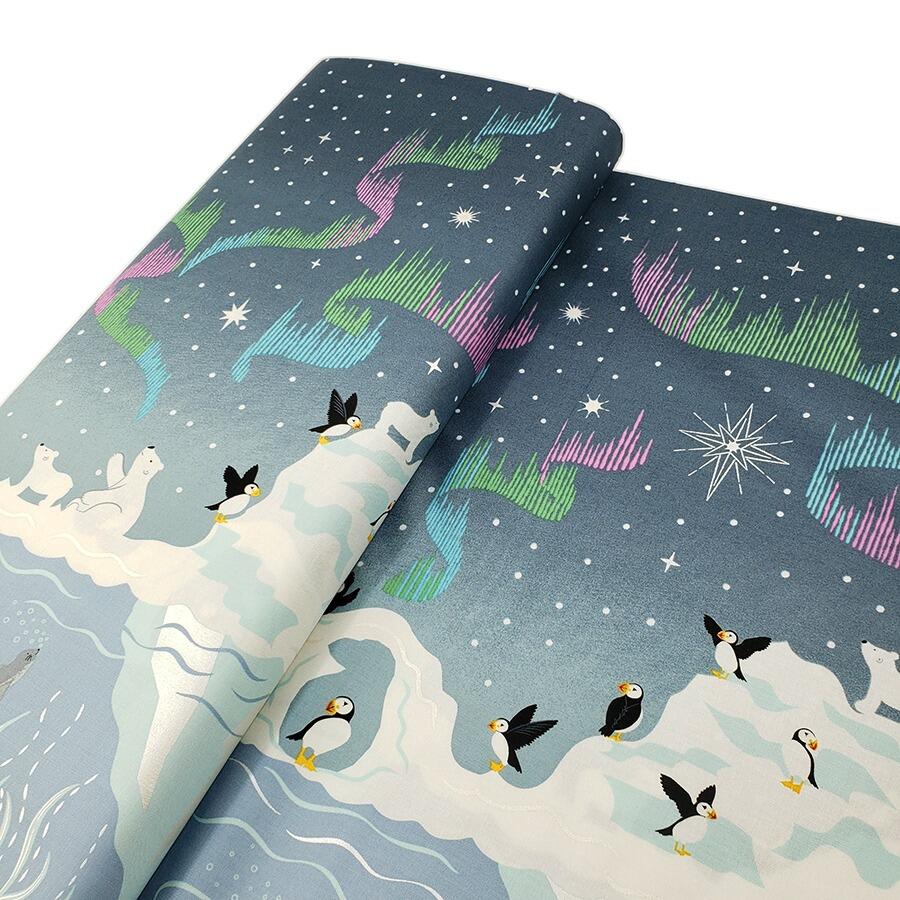 lewis irene, puffins, northern lights, sky dances, polar bears, seals, cotton fabric