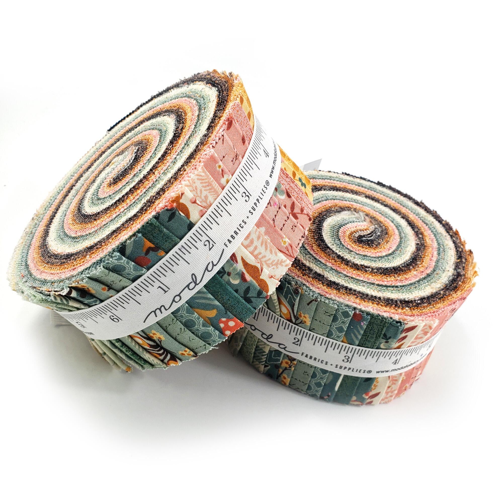 Moda, acorn hollow, basicgrey, autumnal fabric, autumn jelly roll, woodland animals, 2.5 inch strips, patchwork strips