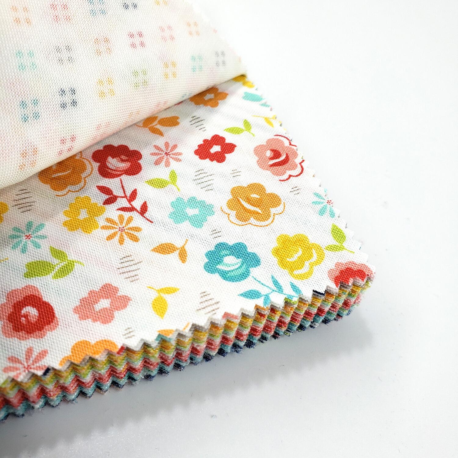 Moda, delightfully yours, sherri & chelsi,charm pack, floral, bright, modern florals, colourful patchwork squares