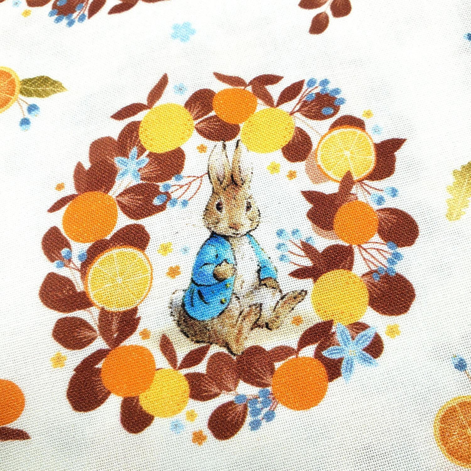 peter rabbit, jemima puddleduck, squirrel nutkin organic cotton fabric