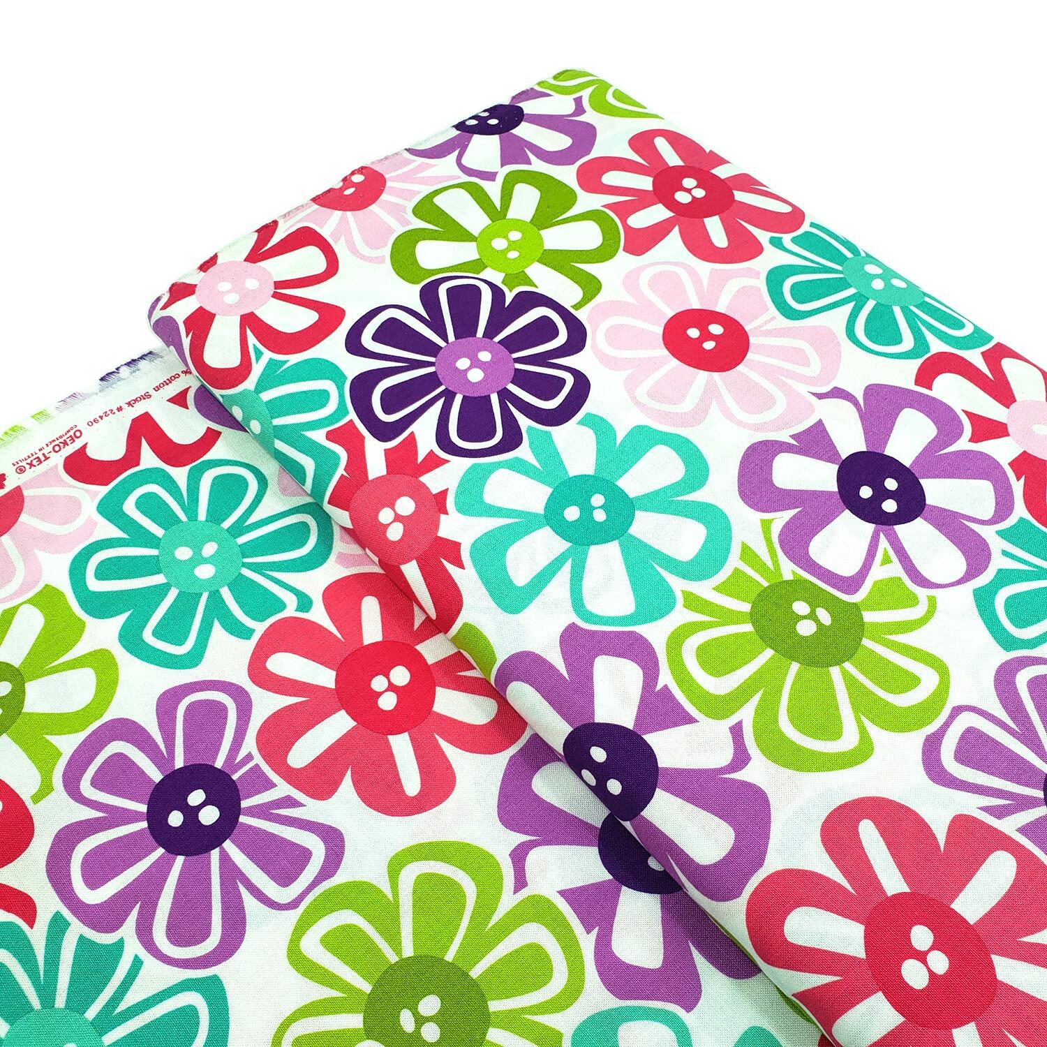 moda, me & my sister, floral fabric, pick me, funky flowers, bright colours, teen quilt