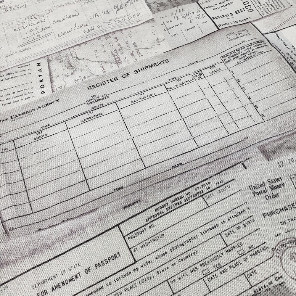 documentation,passports, Tim Holtz fat quarter, palette, junk journal fabric, slow stitch, vintage style, eclectic elements, monochrome, abandoned, PWTH002