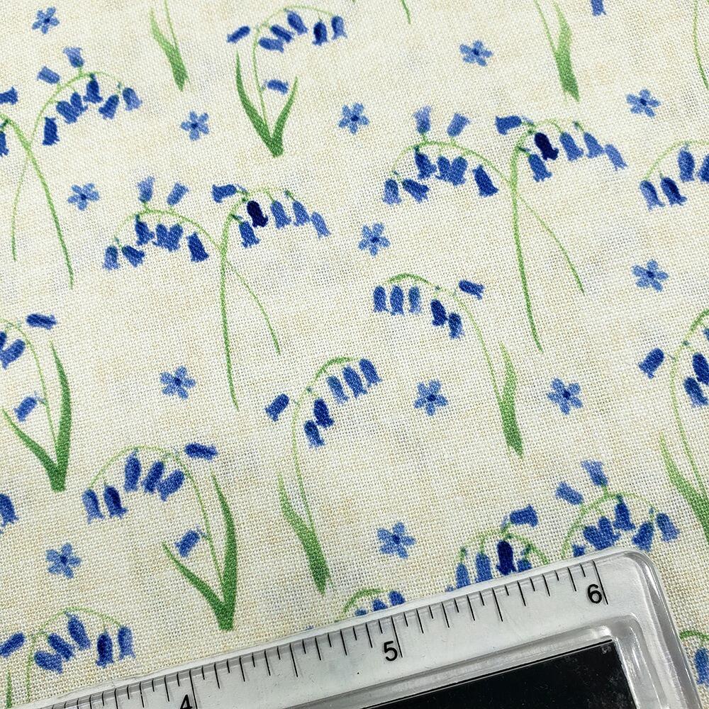 Debbie Shore fabric, bluebell hollow, vintage style floral fabric, bluebells, forest flowers