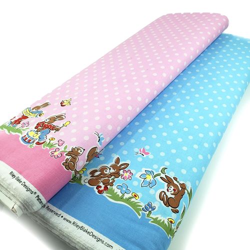 Love Notes, Lindsay Wilkes, 1950s nursery, retro vintage fabric, rabbits, polka dots, flowers, 1950s nursery, yuwa fabric, pink border fabric