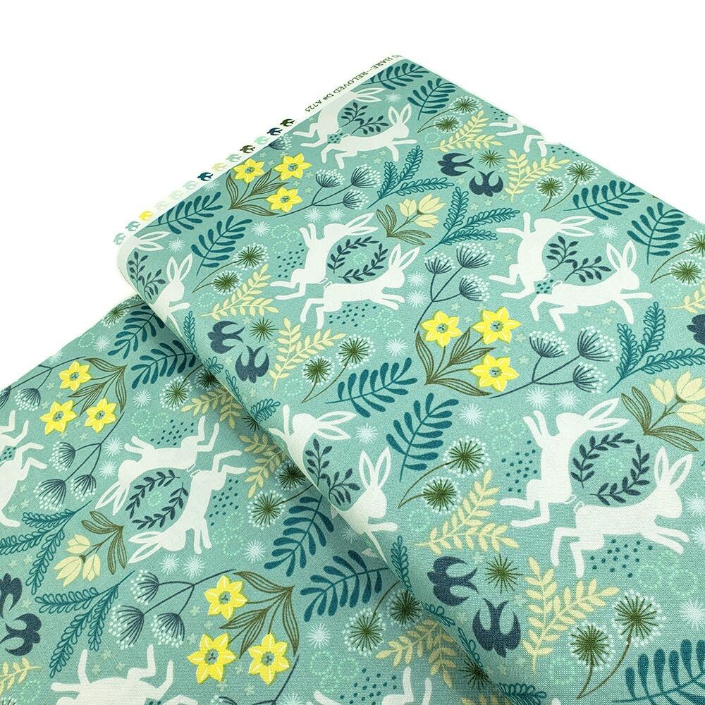 Lewis & Irene, spring hare, rabbits, hares, woodland fabric, autumn fabric