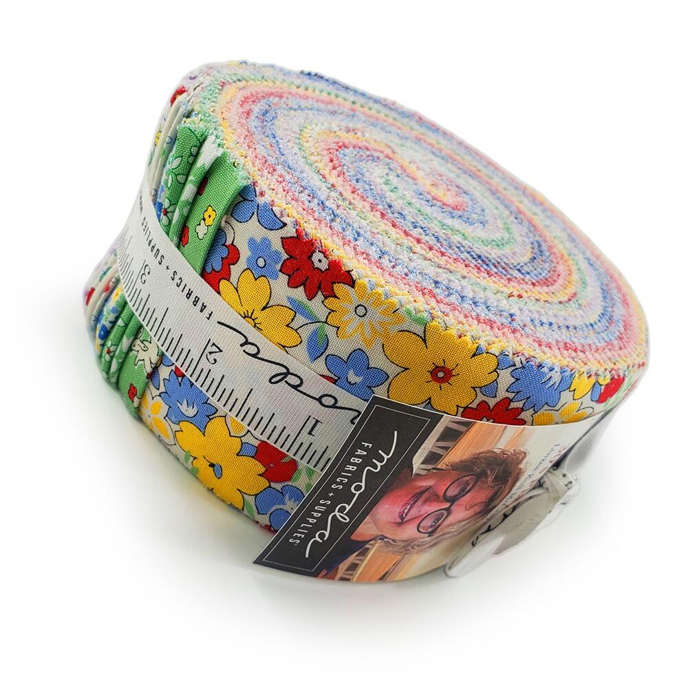 vintage floral fabric, moda jelly roll, 2.5" strips, mini florals, patchwork strips, easy quilting, 30s playtime