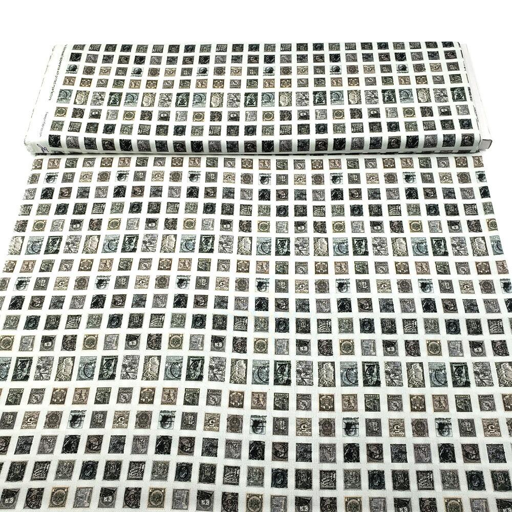 vintage stamps, Tim Holtz fat quarter, palette, junk journal fabric, slow stitch, vintage style, eclectic elements, monochrome, abandoned