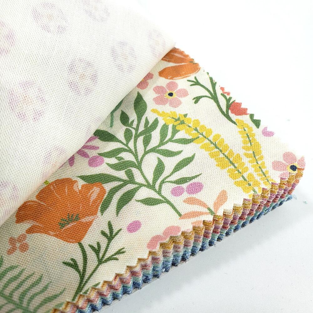 Moda, cannon beach, bright, floral fabric, floral, squares for patchwork, cotton, easy quilting, precut squares,charm pack, crystal manning fabric