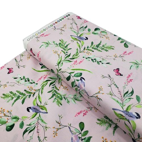 lilian august fabric, new traditional, vintage floral fabric, garden birds, vintage wallpaper style fabric