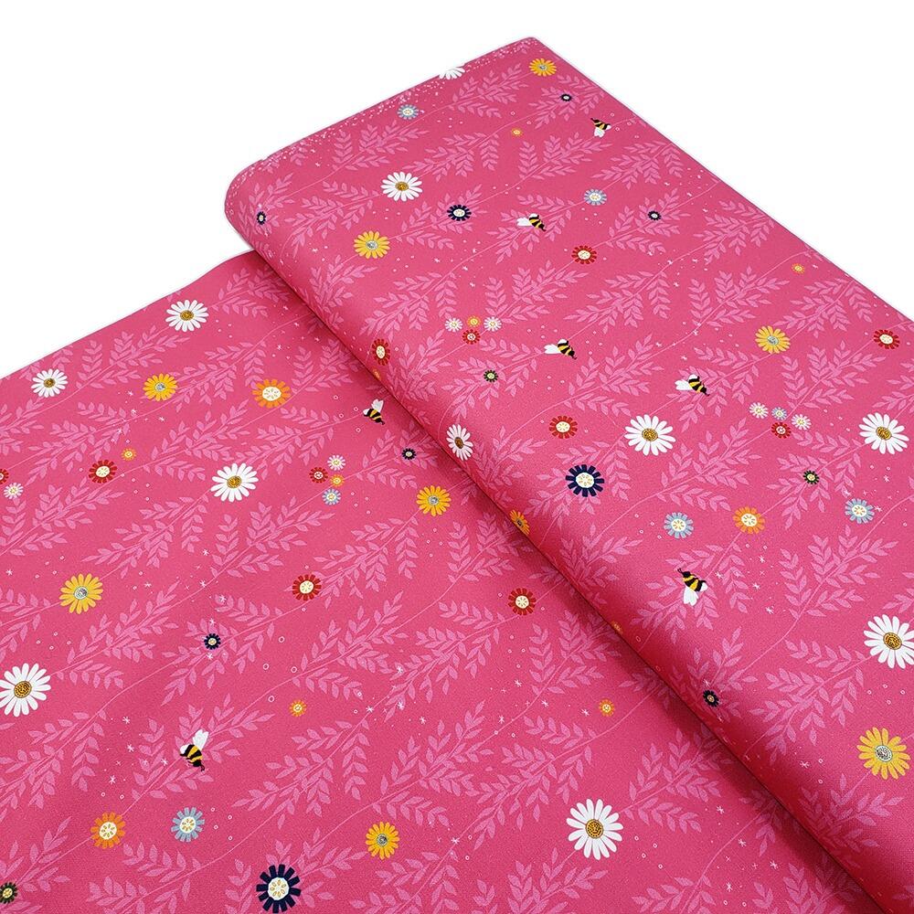 Chanting Meadow, sewing sanctuary, wildflower fabric, bees, cotton fabric uk
