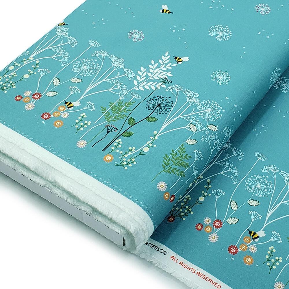 Chanting Meadow, sewing sanctuary, wildflower fabric, bees, cotton fabric uk