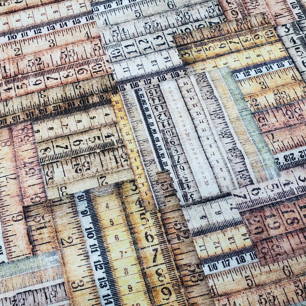 sew shabby chic, vintage sewing machines, fabric panel, vintage tape measures, sewing ephemera, junk journal fabric