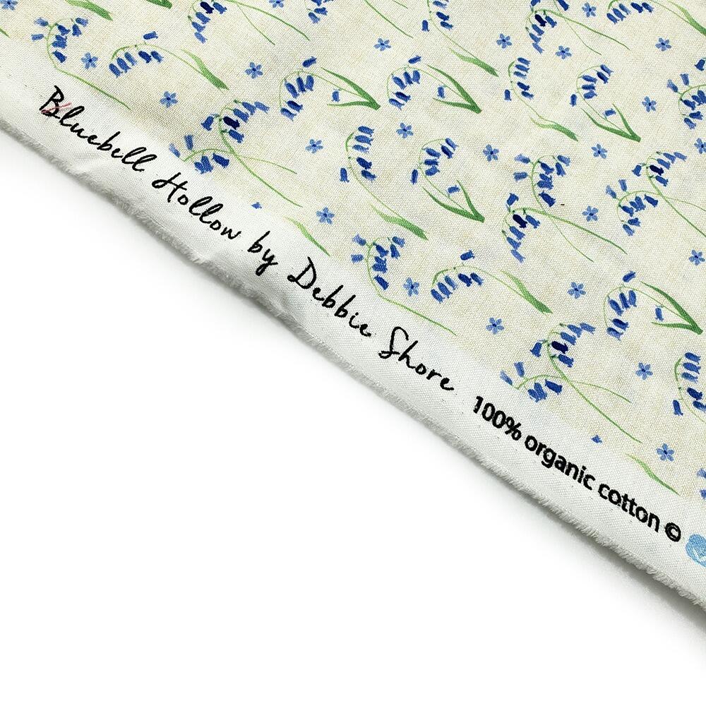 Debbie Shore fabric, bluebell hollow, vintage style floral fabric, bluebells, forest flowers
