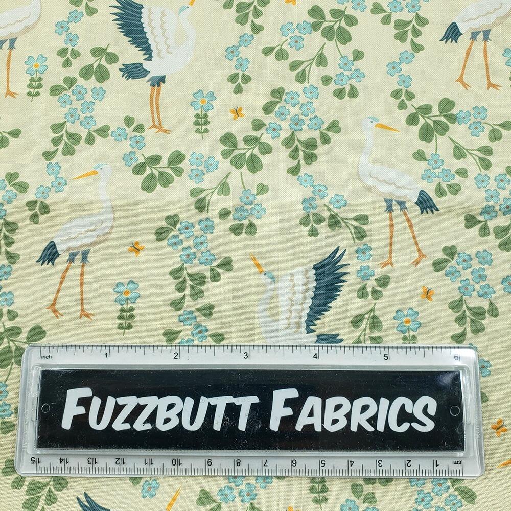 Skyborne Grace fat quarters, Alexander Holt, storks, florals, japanese style fabric