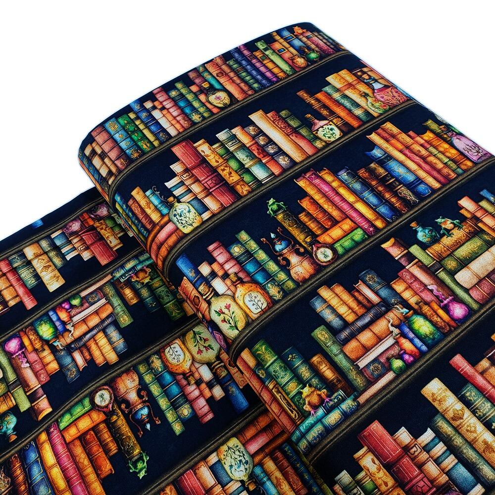 witchypoo, halloween fabric, witches panel, spell bottles, spell books, cotton spooky fabric, QT fabrics