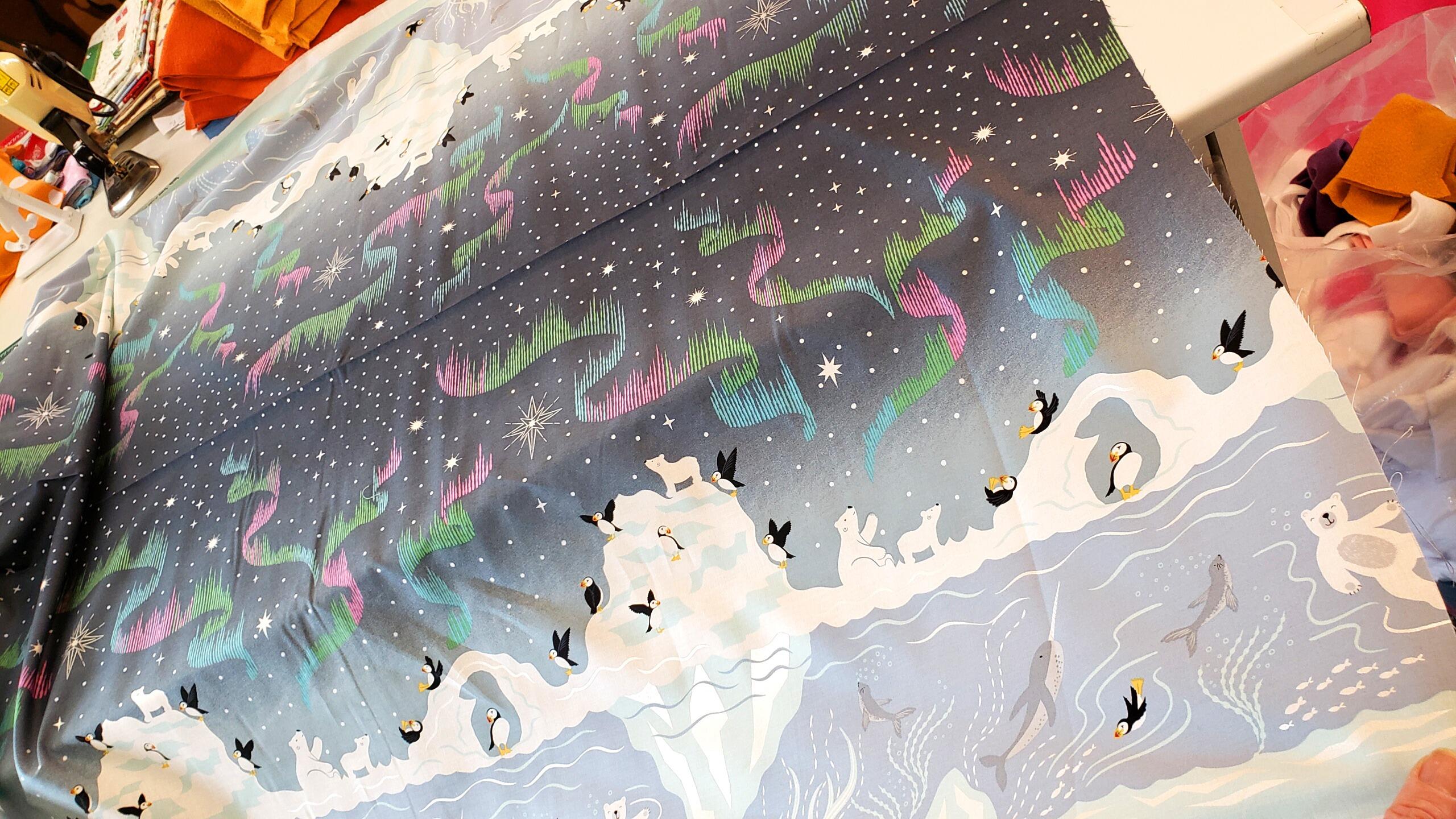 lewis irene, puffins, northern lights, sky dances, polar bears, seals, cotton fabric