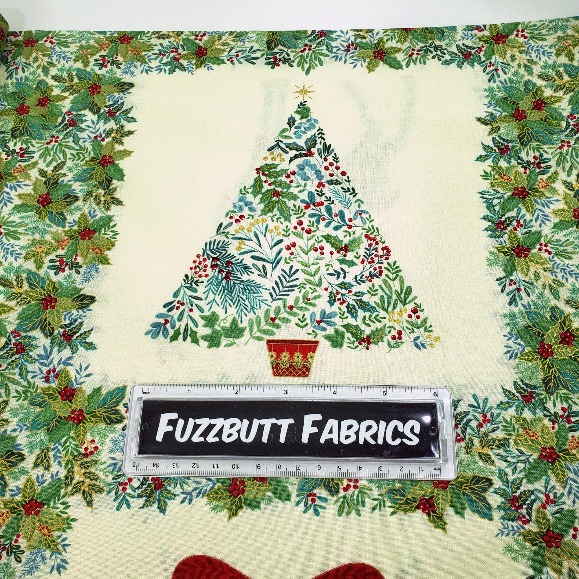 Makower Good Tidings 100% cotton Christmas fabric panels, deer, wreaths, snowmen