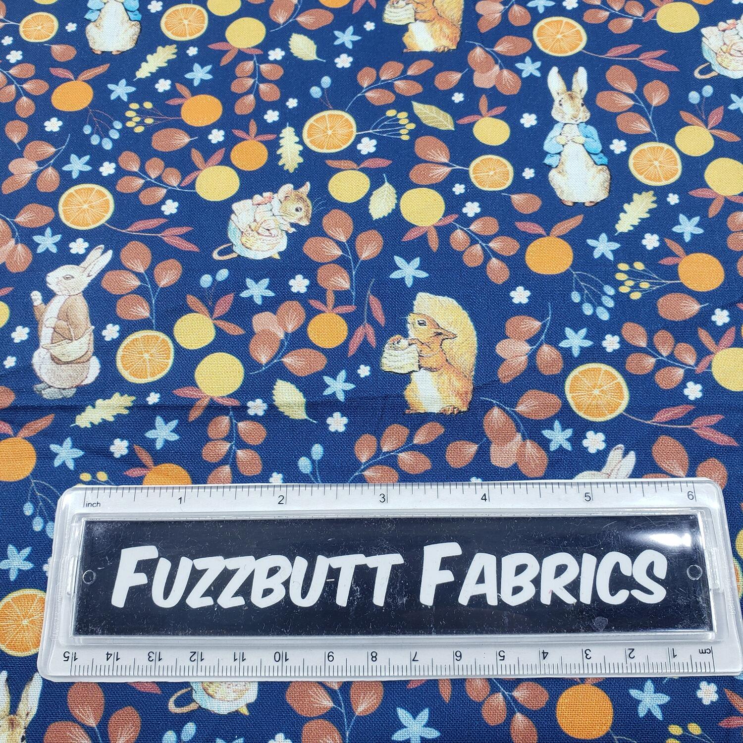 peter rabbit, jemima puddleduck, squirrel nutkin organic cotton fabric