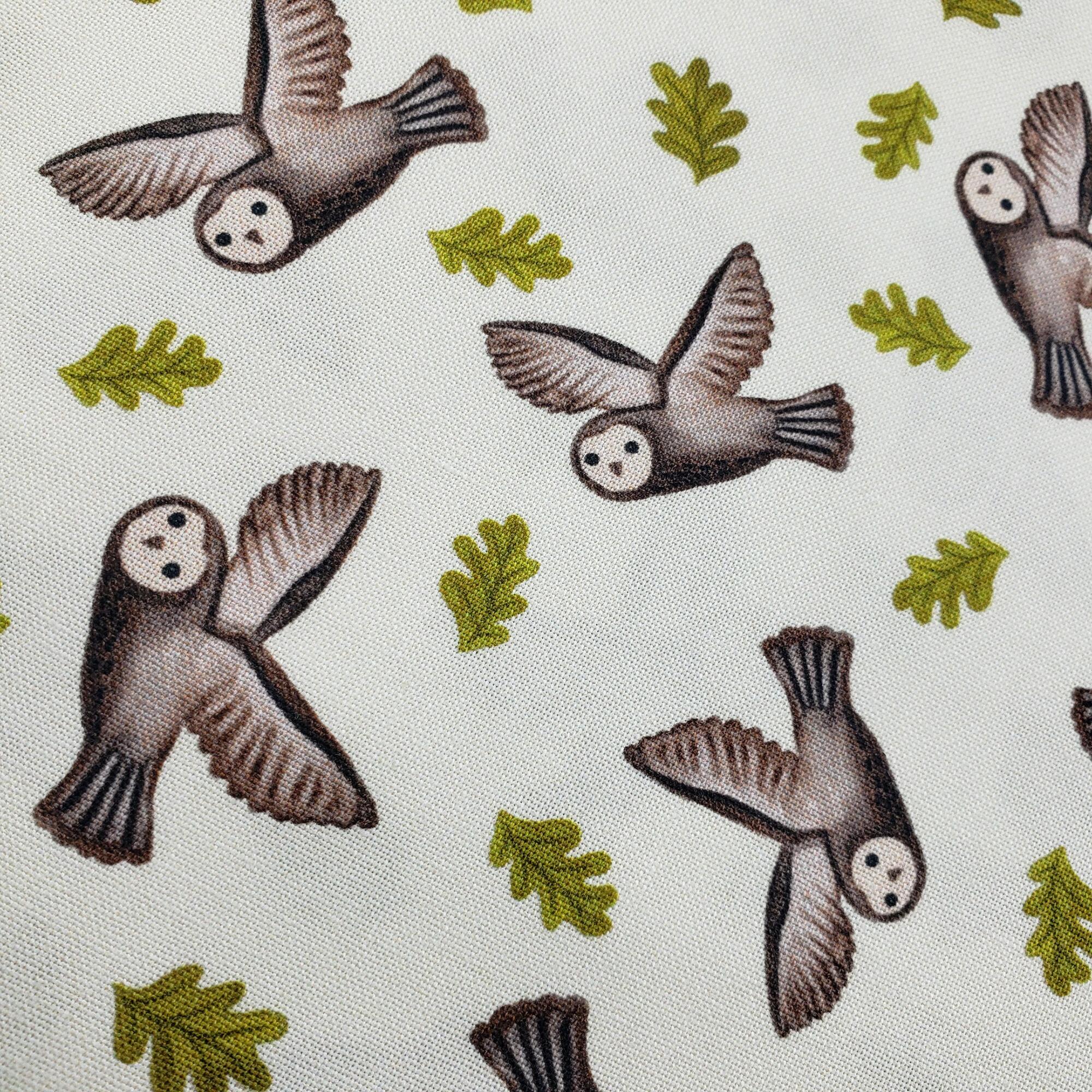 Lewis & Irene,old quercus, owls, acorns, squirrels, foxes, woodland fabric, autumn fabric