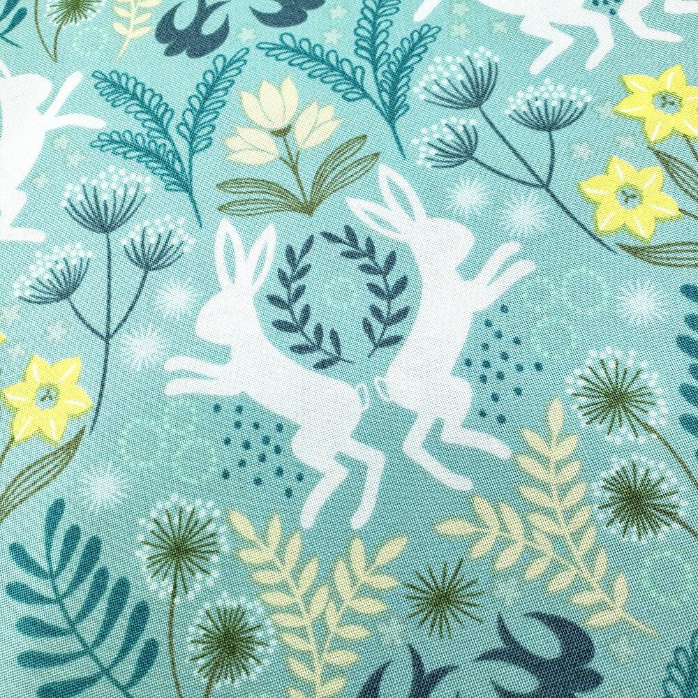 Lewis & Irene, spring hare, rabbits, hares, woodland fabric, autumn fabric