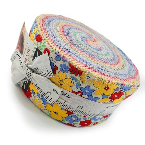 vintage floral fabric, moda jelly roll, 2.5" strips, mini florals, patchwork strips, easy quilting, 30s playtime