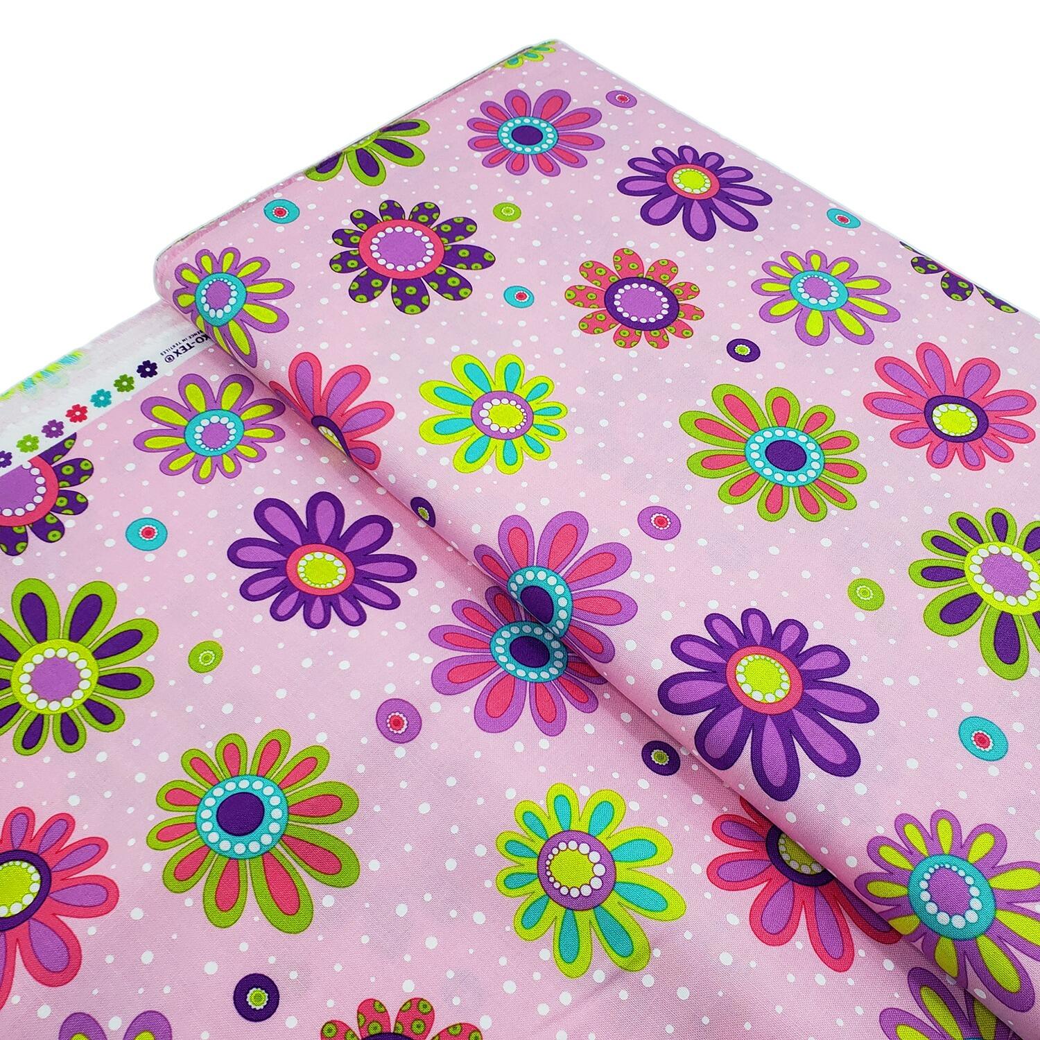 moda, me & my sister, floral fabric, pick me, funky flowers, bright colours, teen quilt