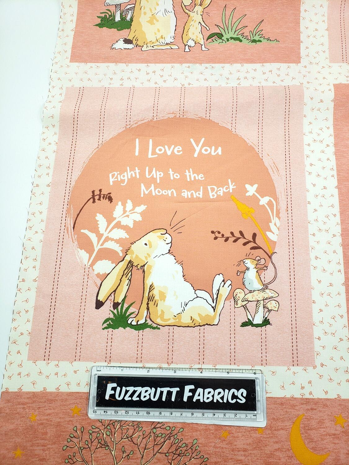 Guess How Much I Love You fabric by Anita Jeram Clothworks Guess How Much I Love You quilting cotton licensed children’s book fabric baby and nursery quilting fabric storybook animal fabric prints woodland nursery fabric premium cotton fabric for baby quilts children’s fabric by Clothworks