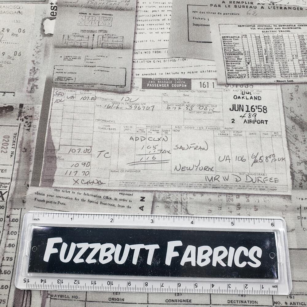 documentation,passports, Tim Holtz fat quarter, palette, junk journal fabric, slow stitch, vintage style, eclectic elements, monochrome, abandoned, PWTH002