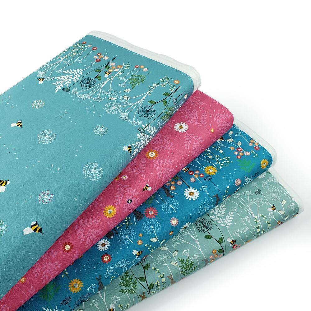 Chanting Meadow, sewing sanctuary, wildflower fabric, bees, cotton fabric uk