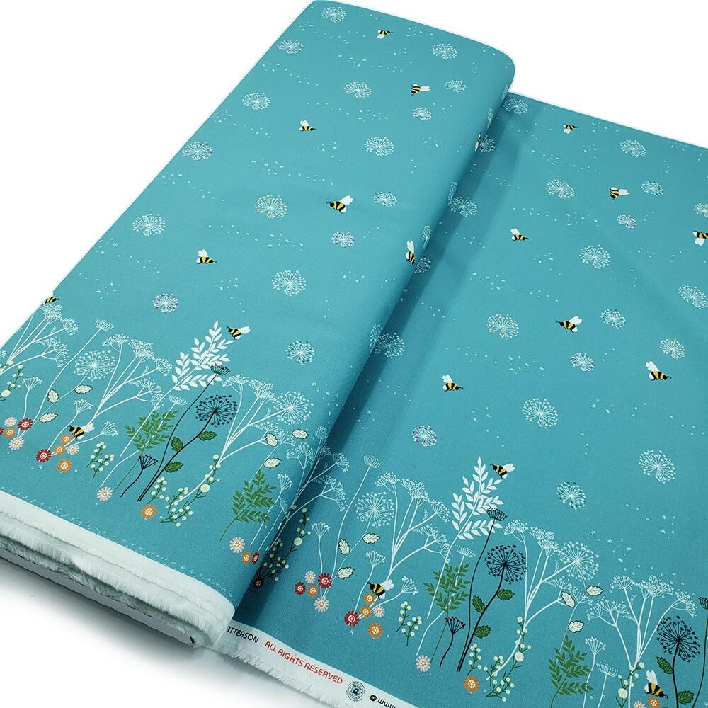 Chanting Meadow, sewing sanctuary, wildflower fabric, bees, cotton fabric uk