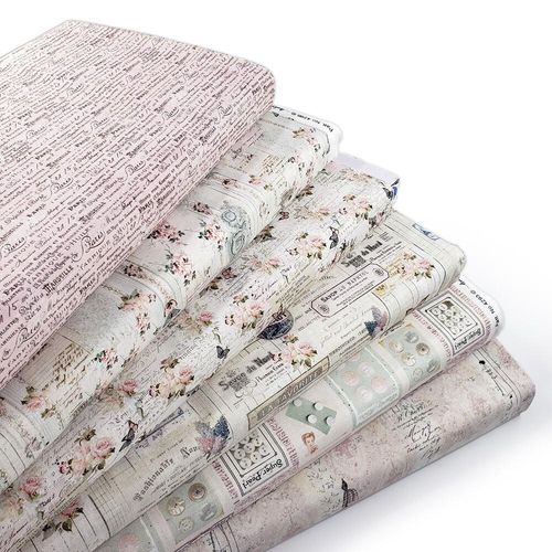 Junk journal fabric, slow stitch fabric, vintage paris, old handwriting, vintage sewing, parisian snippets, blank quilting, sewing themed fabric