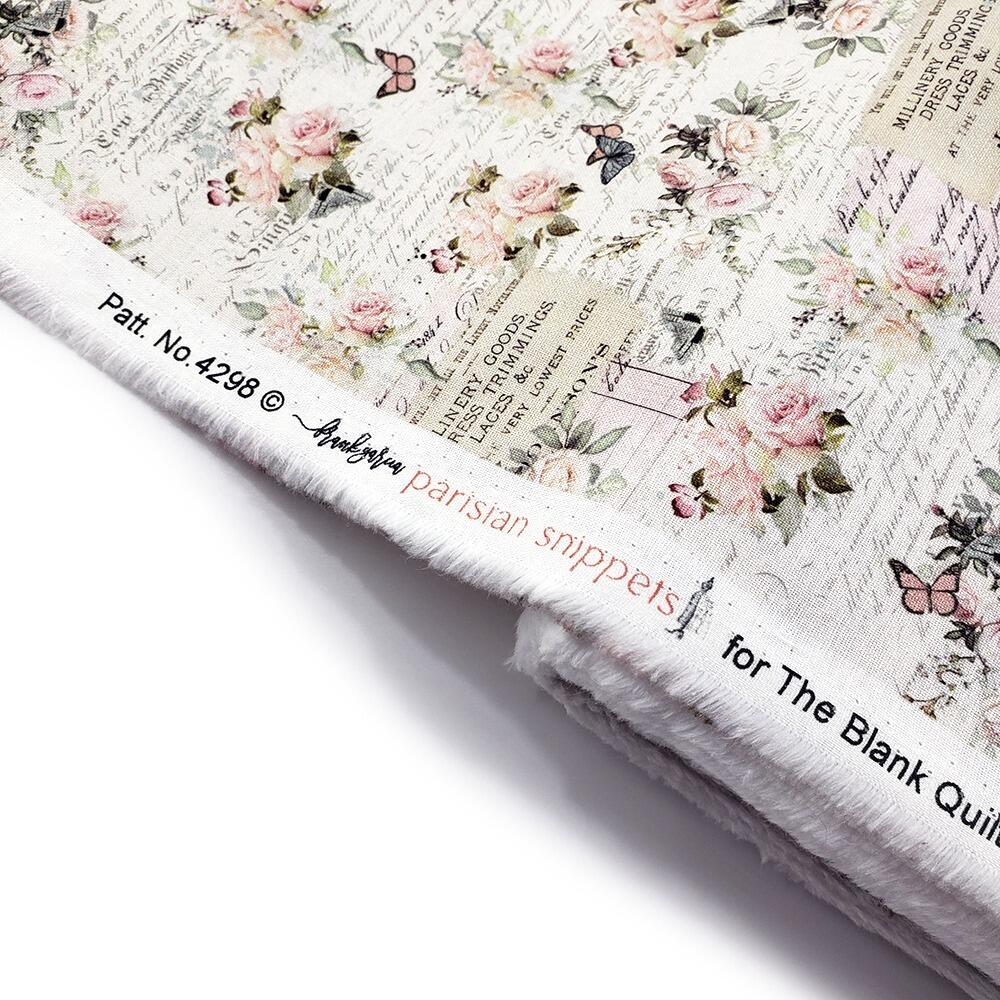 Junk journal fabric, slow stitch fabric, vintage paris, old handwriting, vintage sewing, parisian snippets, blank quilting, sewing themed fabric