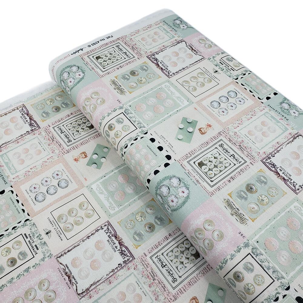 Junk journal fabric, slow stitch fabric, vintage paris, old handwriting, vintage sewing, parisian snippets, blank quilting, sewing themed fabric