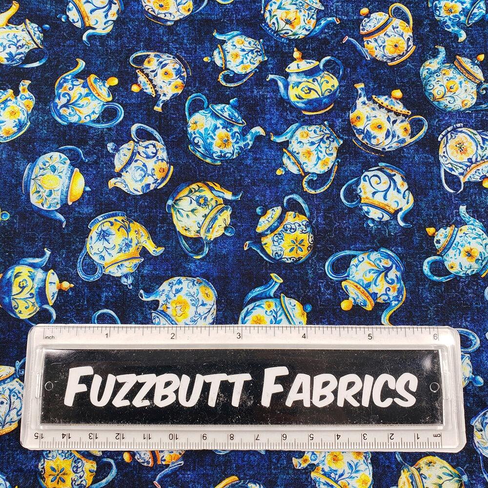 QT fabrics, citrus bliss, lemon trees, vintage teapots, junk journal, slow stitch fabric, butterflies