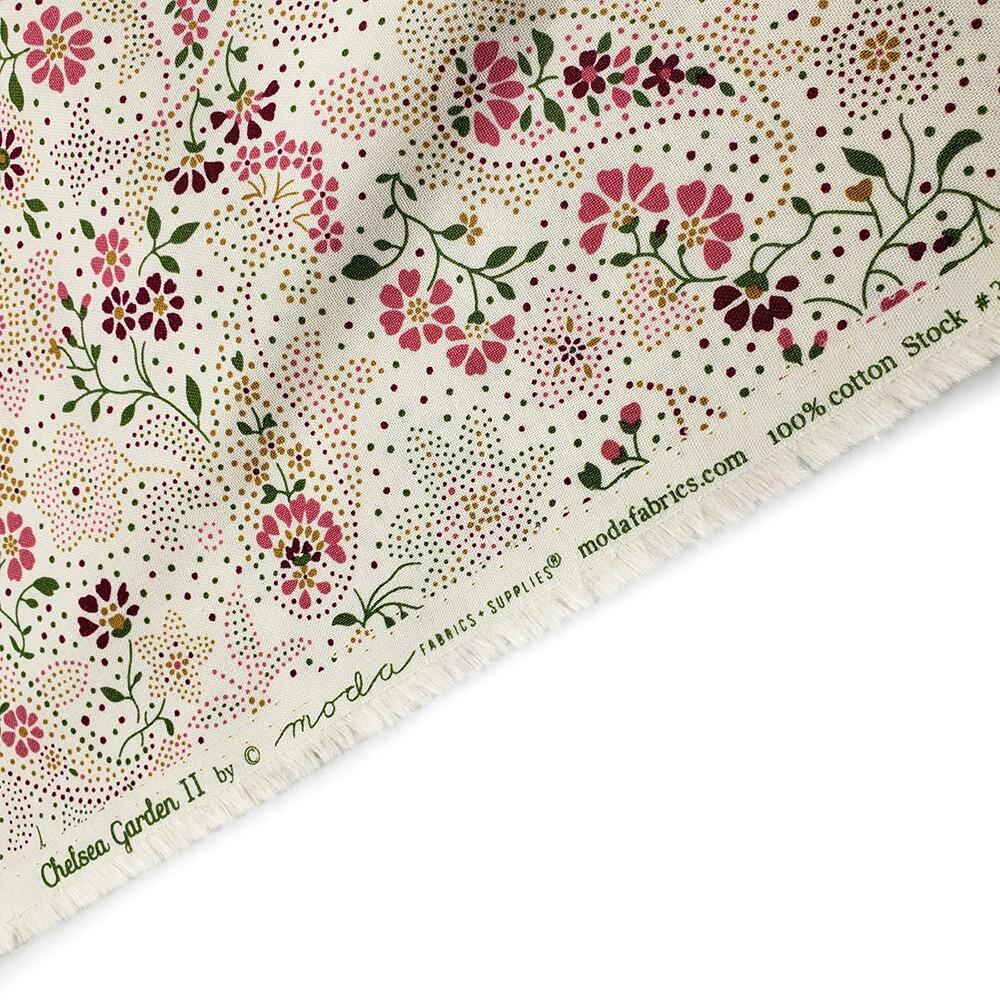 Moda Chelsea Garden, floral fabric, cottagecore, roses, cotton, easy quilting, paisley, vintage florals