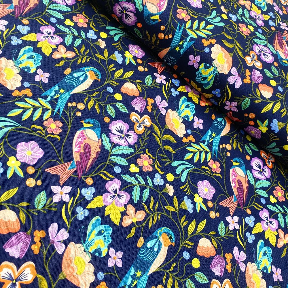 bethan janine, lucky charms, birds and butterflies, butterfly fabric, swallow birds fabric, wildflower fabric