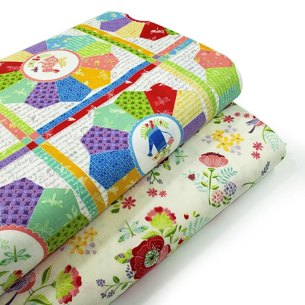fake patchwork print, cheater print, riley blake, cherry guidry, summer's in town, easy patchwork fabric, florals