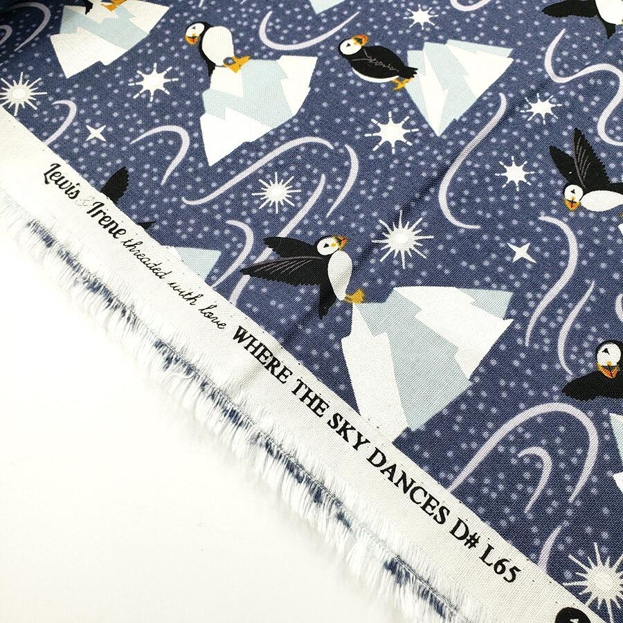 lewis irene, puffins, northern lights, sky dances, polar bears, seals, cotton fabric