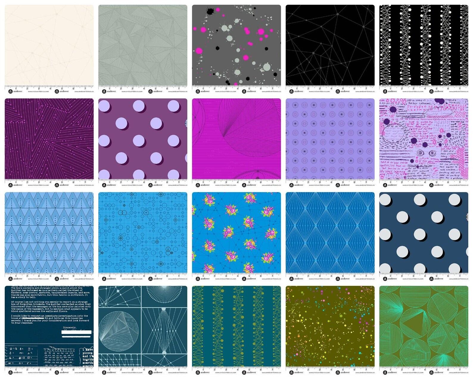 giucy giuce,40, vivd colours,modern quilting, bright, colourful, squares for patchwork, cotton, easy quilting, precut squares,charm pack