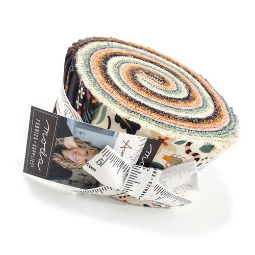 Moda, acorn hollow, basicgrey, autumnal fabric, autumn jelly roll, woodland animals, 2.5 inch strips, patchwork strips