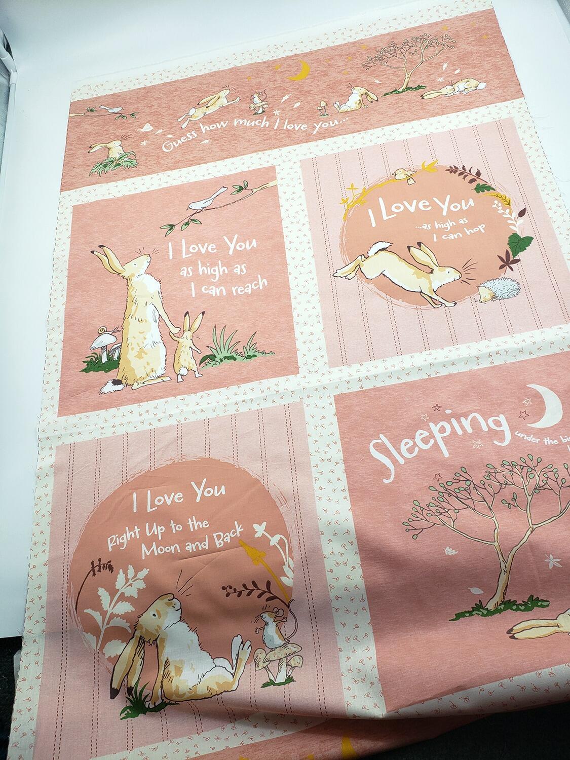 Guess How Much I Love You fabric by Anita Jeram Clothworks Guess How Much I Love You quilting cotton licensed children’s book fabric baby and nursery quilting fabric storybook animal fabric prints woodland nursery fabric premium cotton fabric for baby quilts children’s fabric by Clothworks