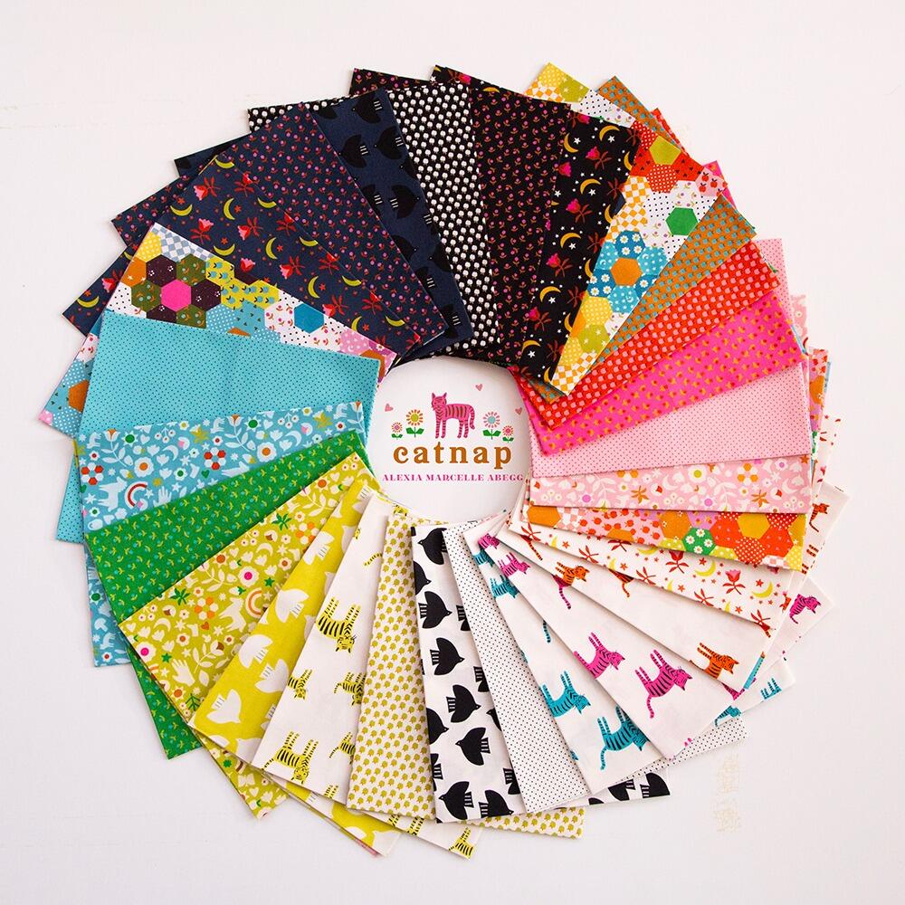 Catnap charm, pack ruby star society, alexia abegg, hexie cheater print, tiger fabric, 5 inch squares, easy patchwork quilt