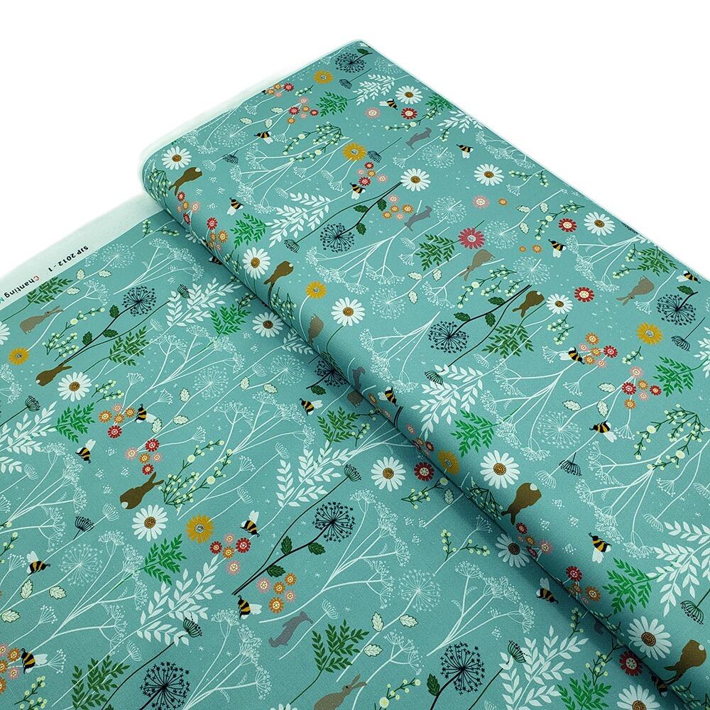 Chanting Meadow, sewing sanctuary, wildflower fabric, bees, cotton fabric uk