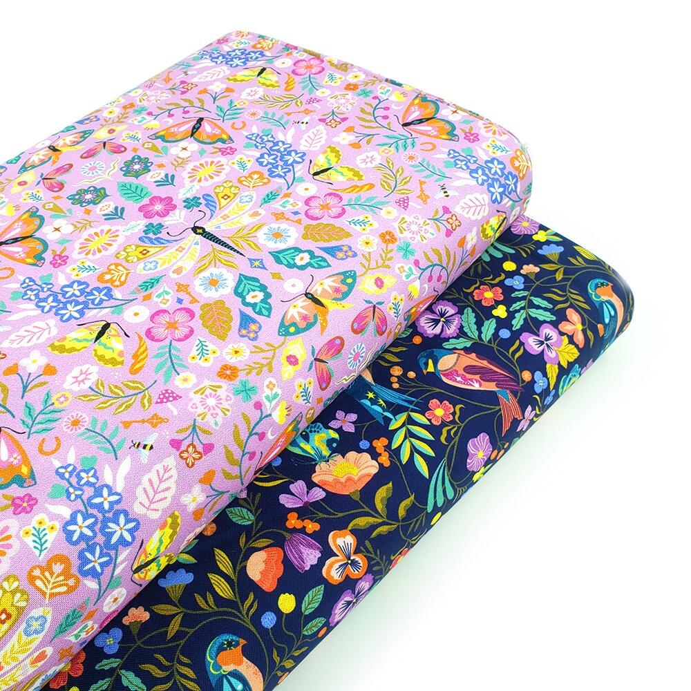 bethan janine, lucky charms, birds and butterflies, butterfly fabric, swallow birds fabric, wildflower fabric