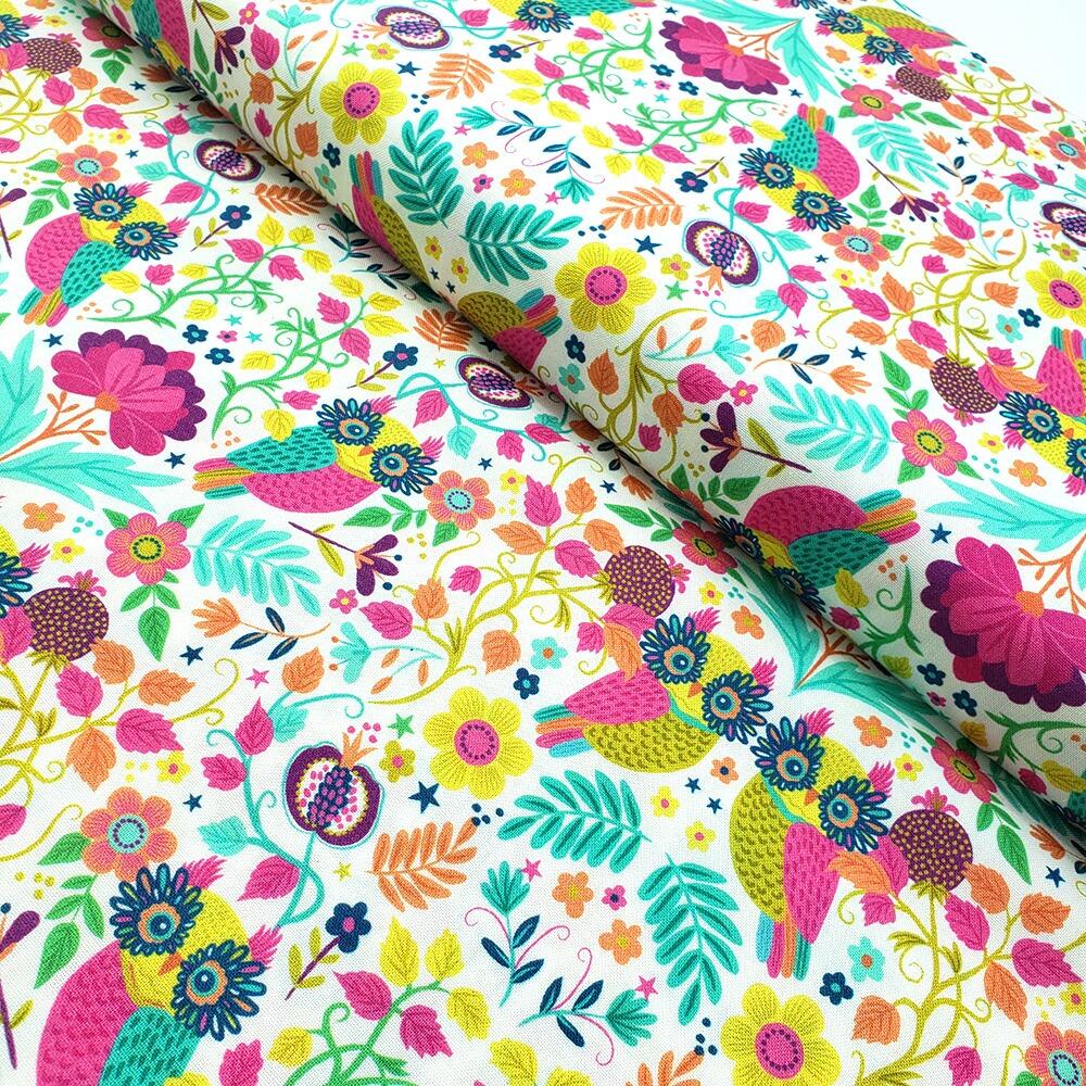 living wild, lisa perry, owls fabric, colourful owls, slow stitch