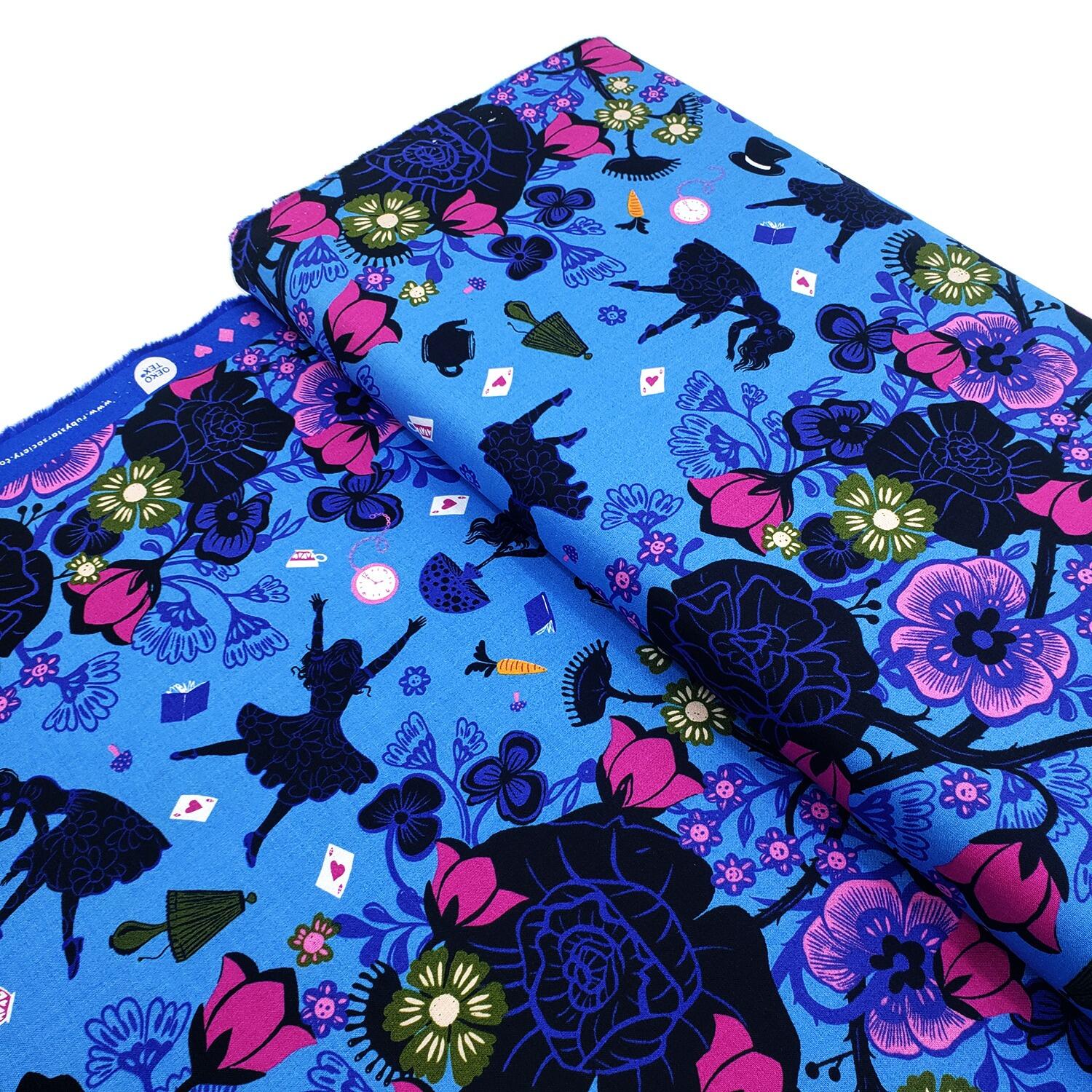 hello alice, ruby star society, alice watts, alice in wonderland, cheshire cat, mad hatter, alice fabric,