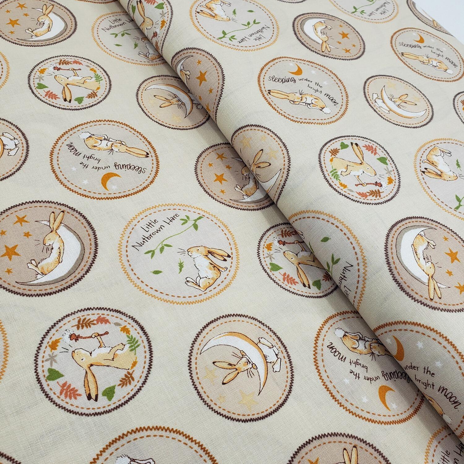 Guess How Much I Love You fabric by Anita Jeram Clothworks Guess How Much I Love You quilting cotton licensed children’s book fabric baby and nursery quilting fabric storybook animal fabric prints woodland nursery fabric premium cotton fabric for baby quilts children’s fabric by Clothworks