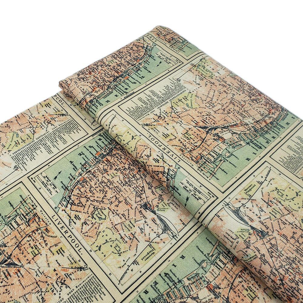 Tim Holtz, Liverpool map, fat quarter, palette, junk journal fabric, slow stitch, vintage style, eclectic elements, monochrome, abandoned, PWTH233