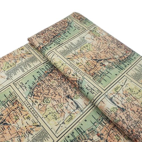 Tim Holtz, Liverpool map, fat quarter, palette, junk journal fabric, slow stitch, vintage style, eclectic elements, monochrome, abandoned, PWTH233