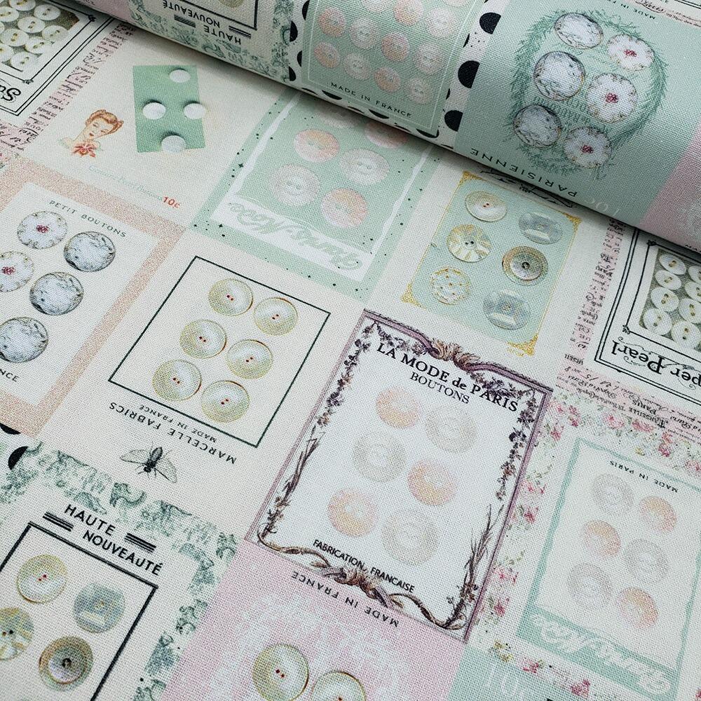 Junk journal fabric, slow stitch fabric, vintage paris, old handwriting, vintage sewing, parisian snippets, blank quilting, sewing themed fabric
